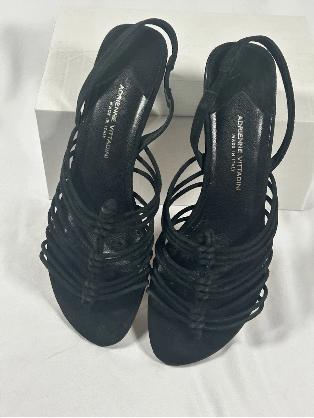 Adrienne Vittadini Black Braided Rope Slingback Heels
